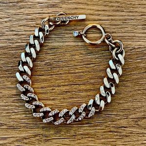 GIVENCHY gold and Swarovski paved link bracelet.